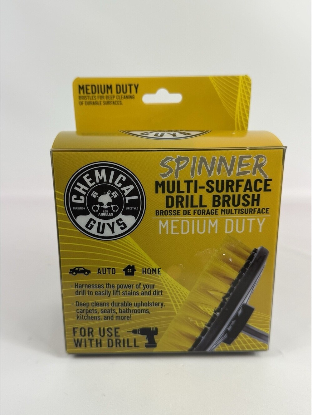 CHEMICAL GUYS SPINNER MULTI SURFACE DRILL BRUSH -CARPET,MATS,UPHOLSTERY- MEDIUM